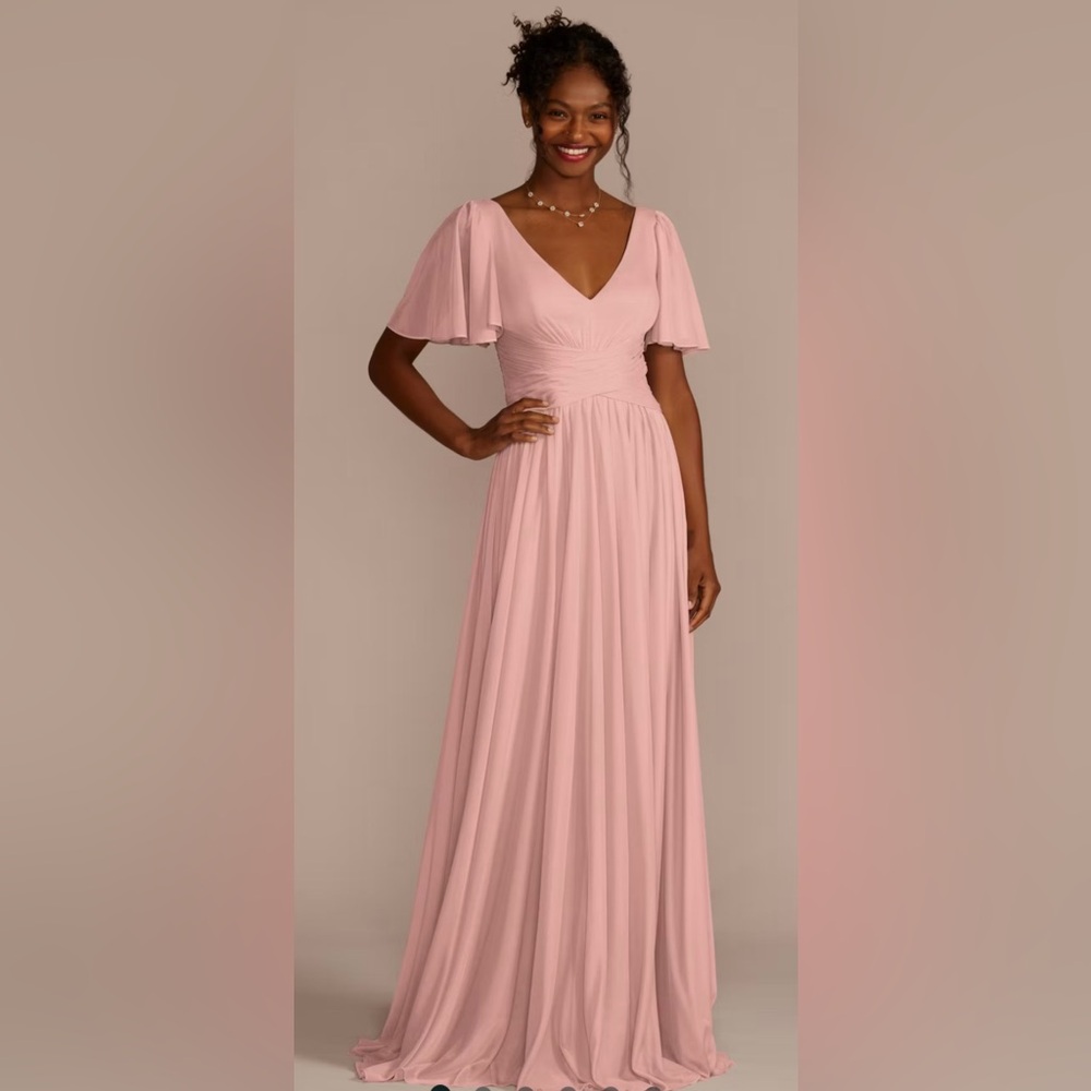 CELEBRATE DB STUDIO Flutter Sleeve Crisscross Mesh. David’s Bridal